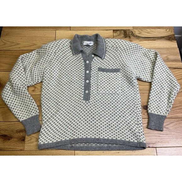 90s Y2K Outlander Studio Lambswool Angora Polo Buttons Streetwear Sweater Size M - Picture 2 of 11